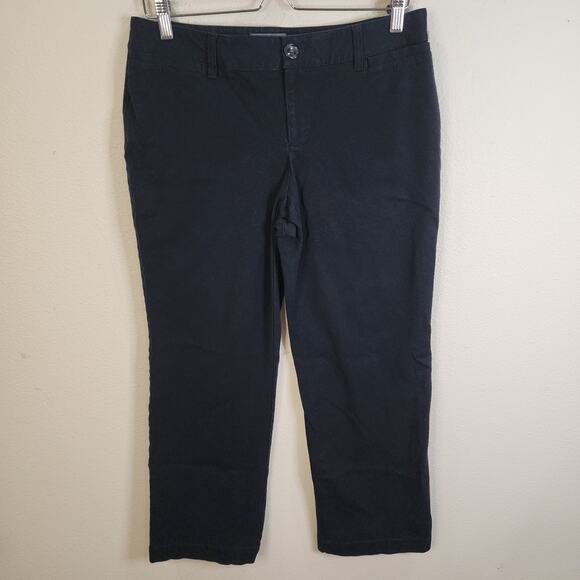 Eddie Bauer Slightly Curvy Fit Straight Leg Chino Pants Size S10 Black Stretch - Picture 1 of 8
